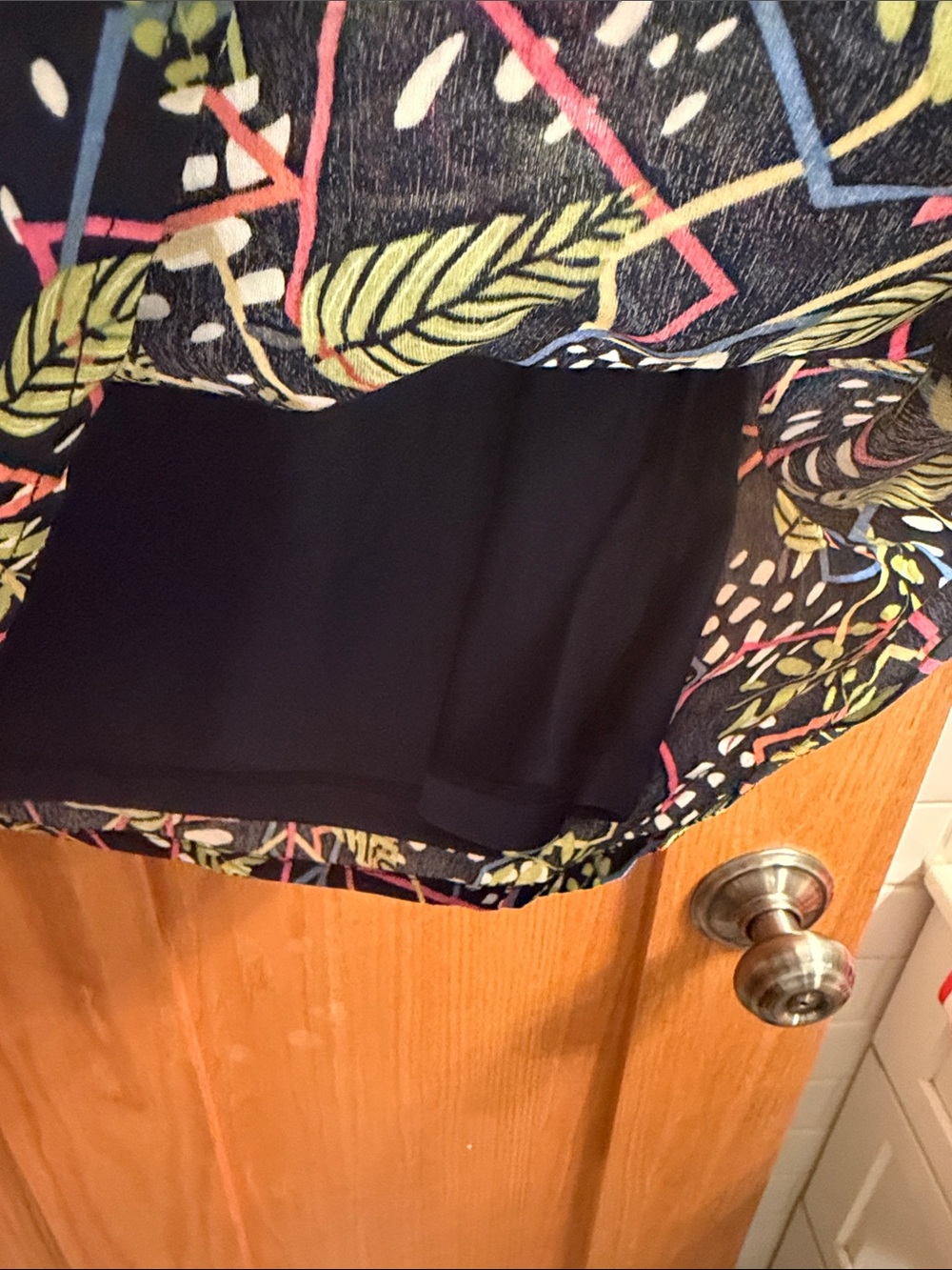 THML Navy Leaf & Coral Geometric Shift Dress - Picture 3 of 5